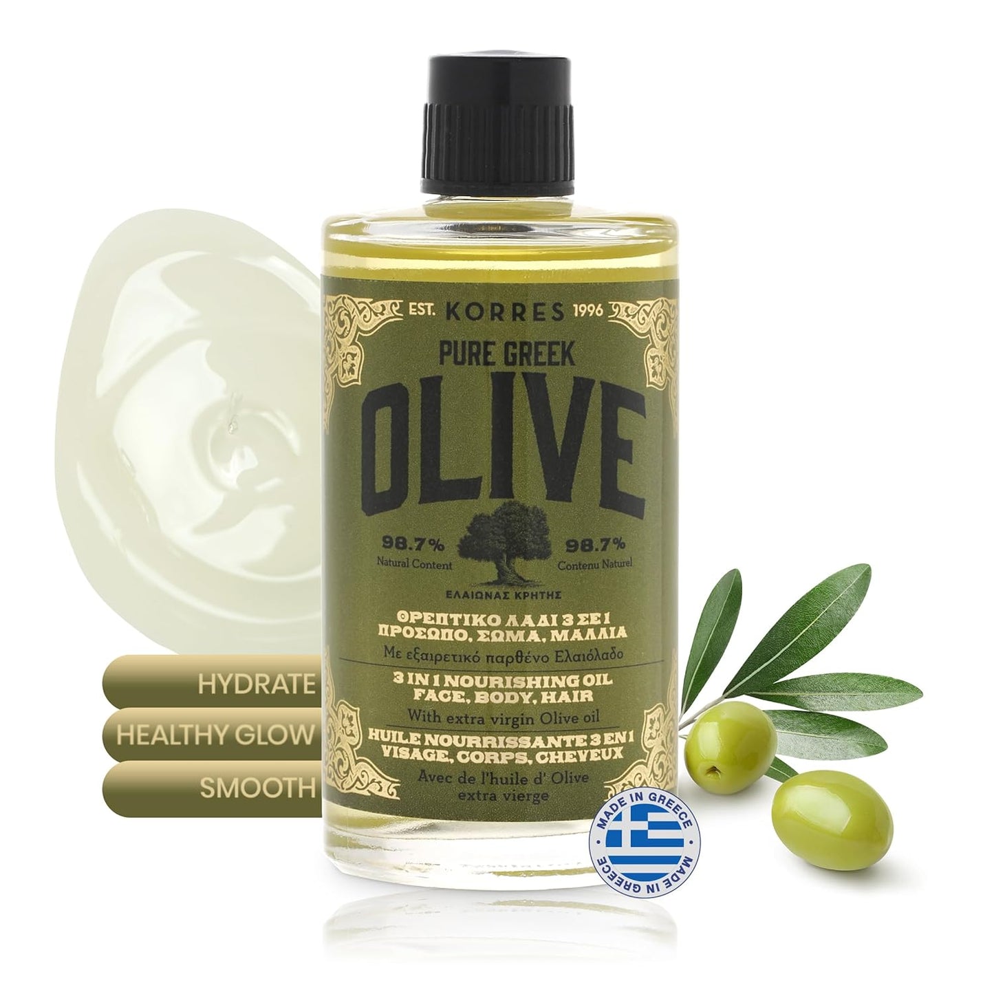 Korres Olive Nourishing Oil 3 In 1 Pure Greek Olive 100 mL / 3.38 FL. OZ.