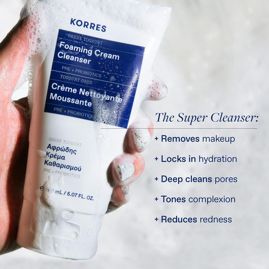 Korres Greek Yoghurt Foaming Cream Cleanser 150 Ml, 5.07 fl. oz.